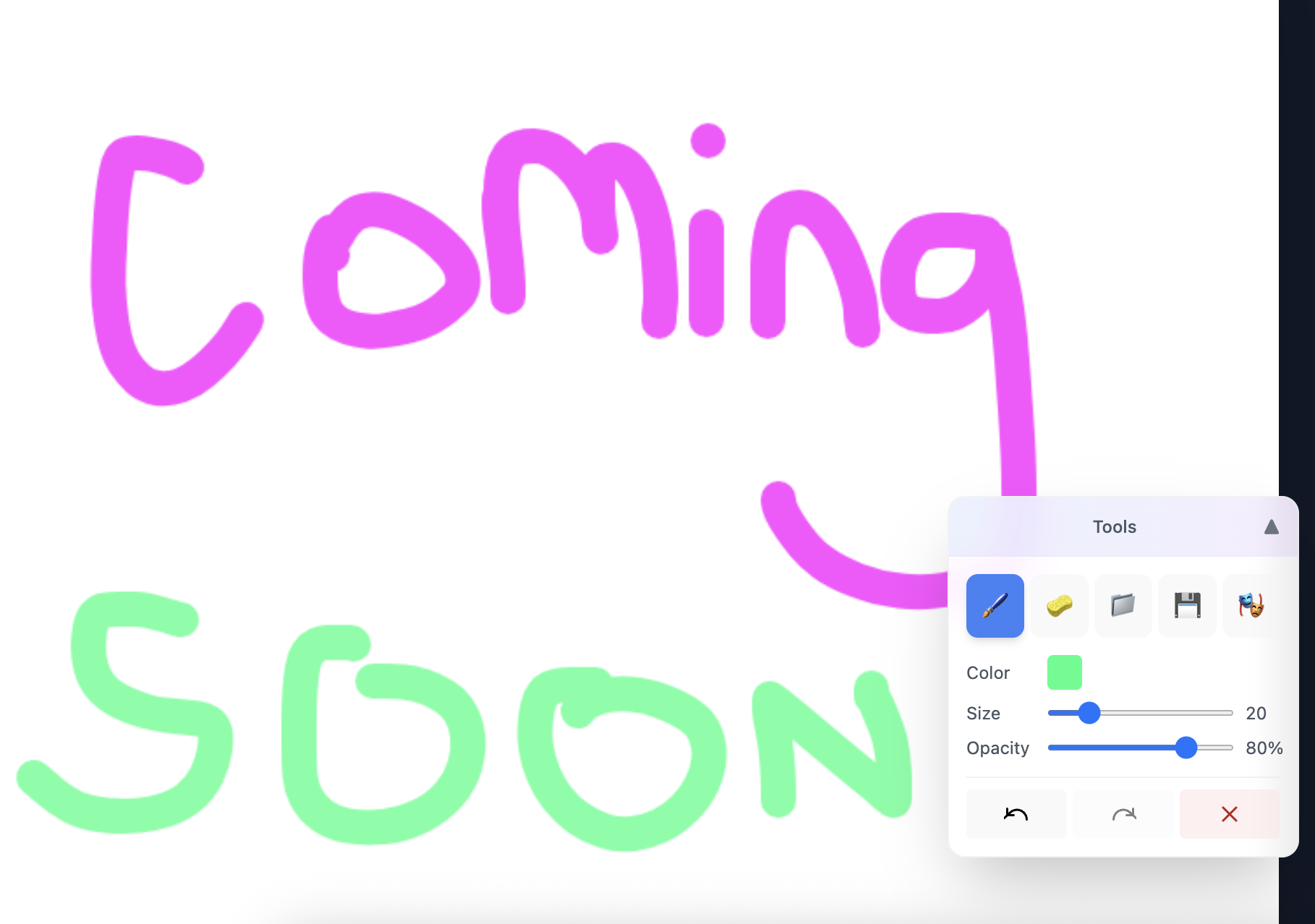 iPaint.ai paint editor preview showing colorful text and drawing tools
